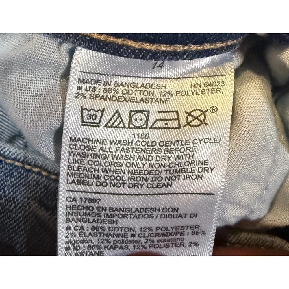 Old Navy Karate Slim Jeans 14 Light Wash Distressed 360 Stretch Built-In Tough - Picture 5 of 8